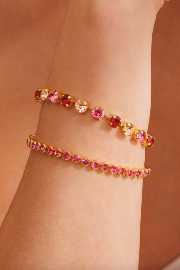 Nicola Bracelet Gold Scarlet Combo