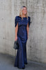 Louise Draped Back Maxi Dress Dark Blue