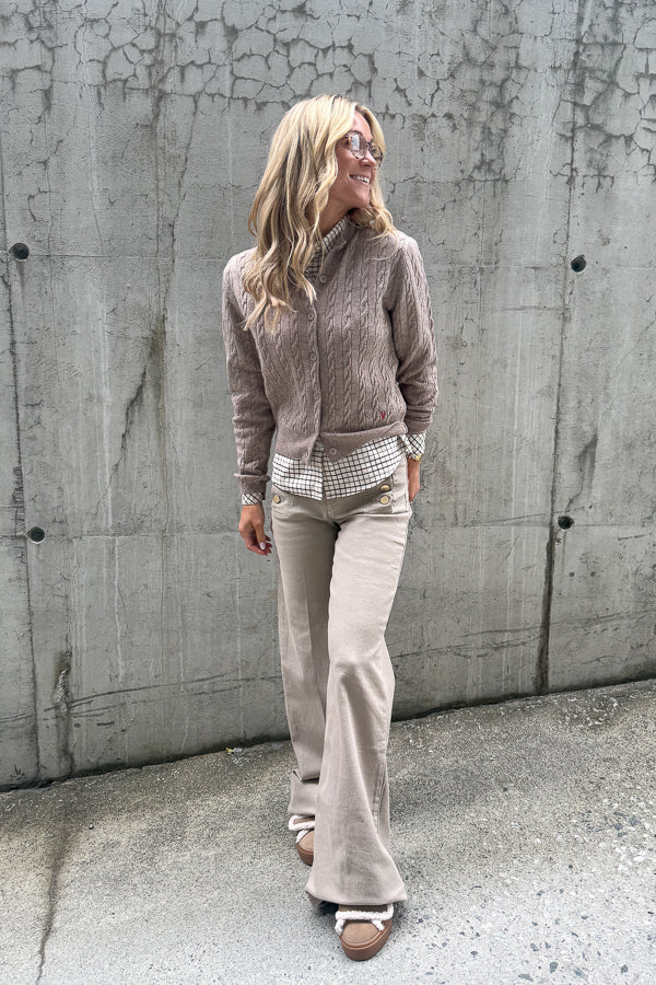Knitwear Cable Cardigan Beige Melange