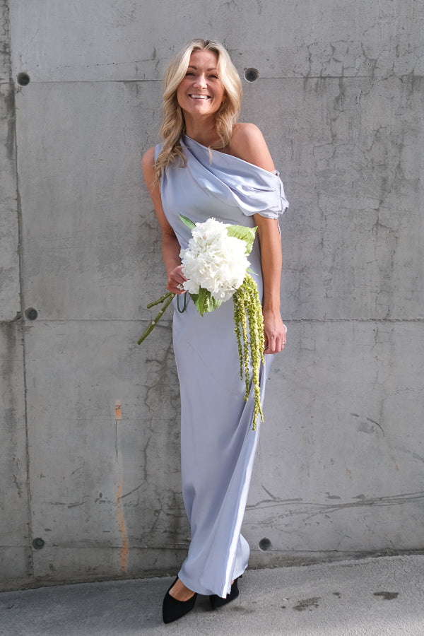 Vanessa Satin Maxi Dress Pale Blue