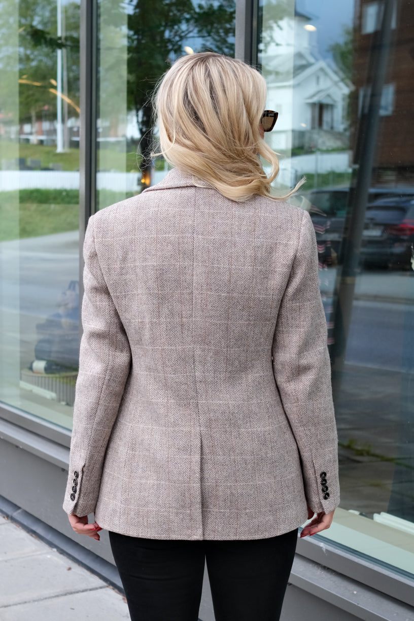 Brook Check Blazer Taupe Herringbone