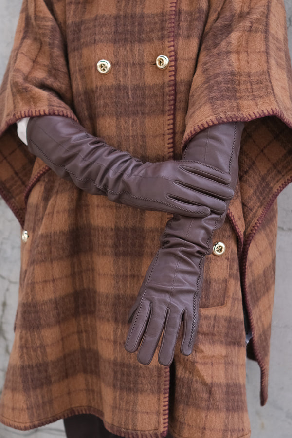 Lange Skinnhansker Brun