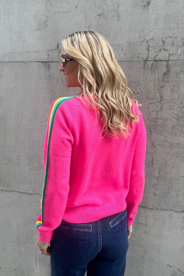Roundneck Sweater Tokyo Pink Multicolour Stripes