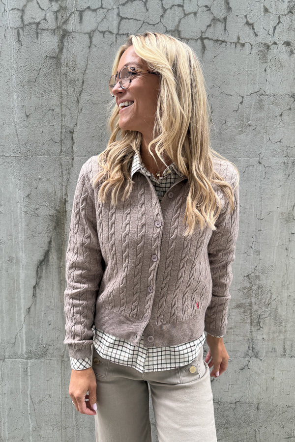 Knitwear Cable Cardigan Beige Melange