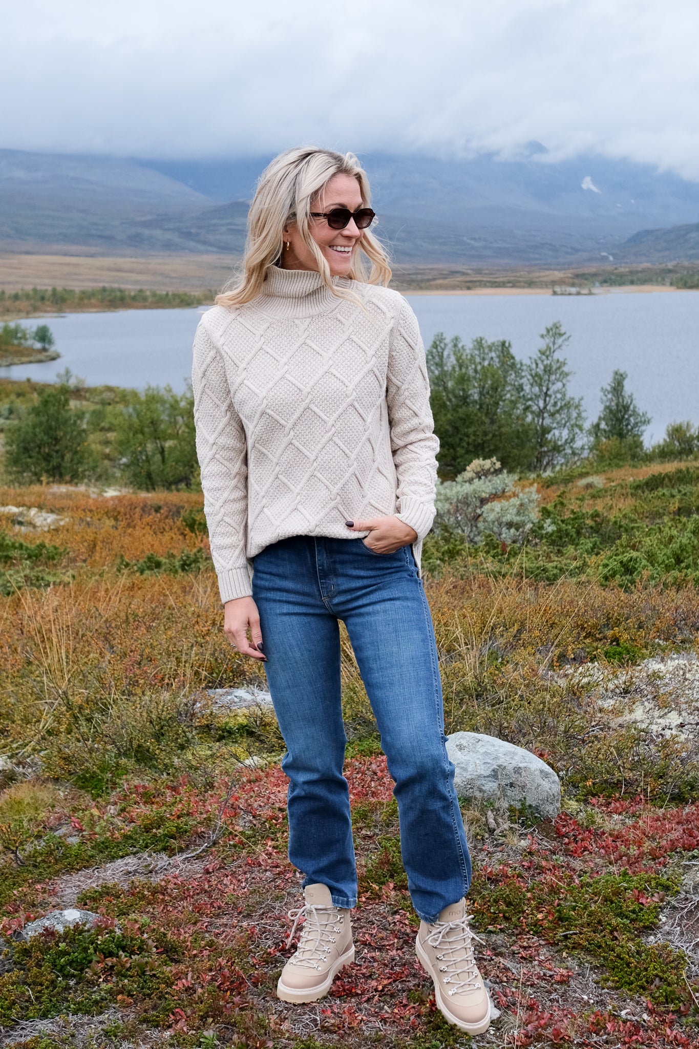 Burne Roll Neck Knitted Jumper Oatmeal