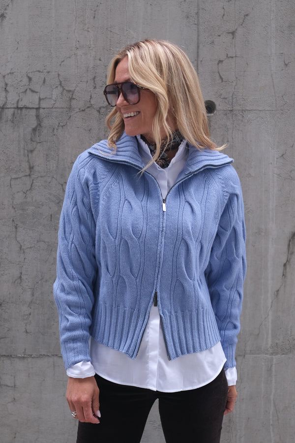 Cosima Zip Cardigan Light Blue Melange