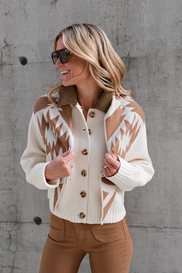 Cashmere Scarf Triangle Terra Off White & Camel