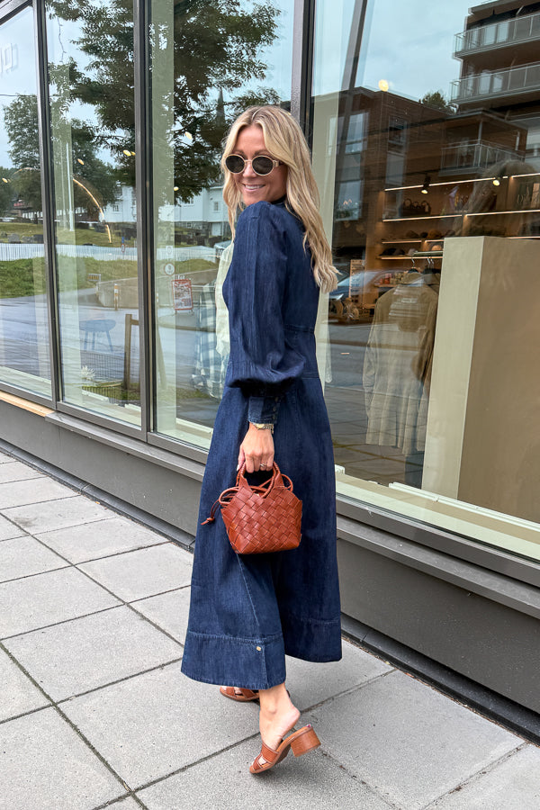Denim Button-Down Dress Denim Blue