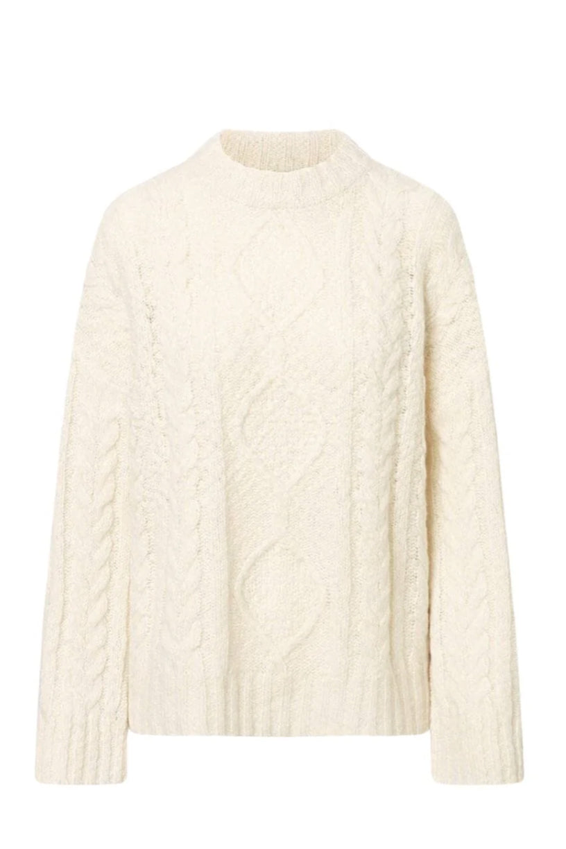 Carole Cable Knit Sweater  Off White
