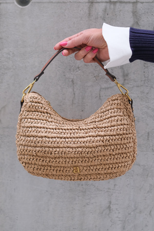 Raffia Shoulder Bag Brown