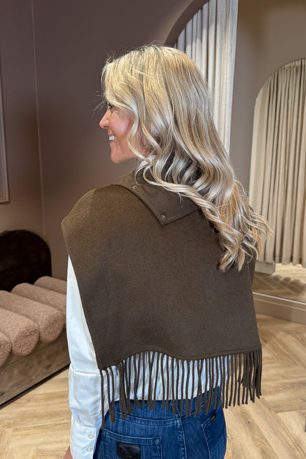 Hals Med Frynser Olivebrown