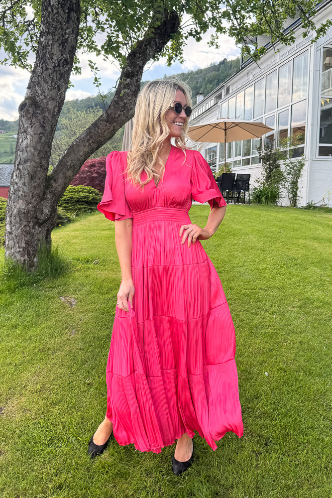 Angie solid Dress Long Pink