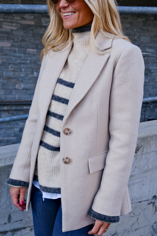 Brooklyn Blazer Cream Herringbone