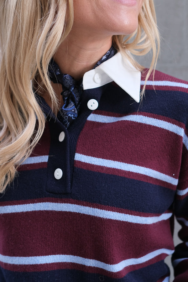 Paxton Sweater Boysenberry Stripe