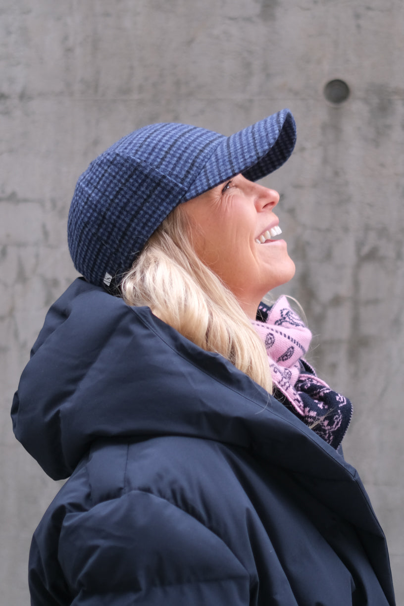 Wool Checker Navy Mohair