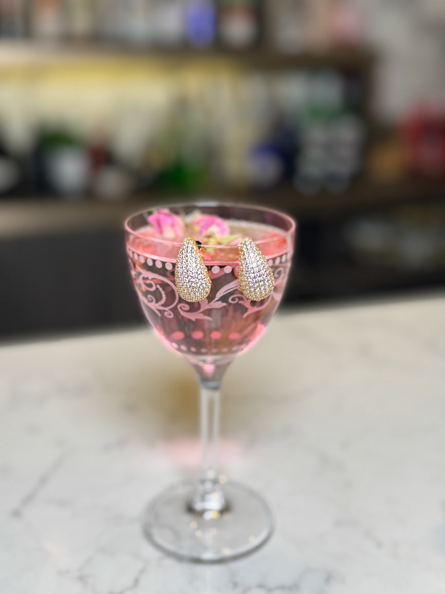 Macy Rhinestone Earrings Gold Plated