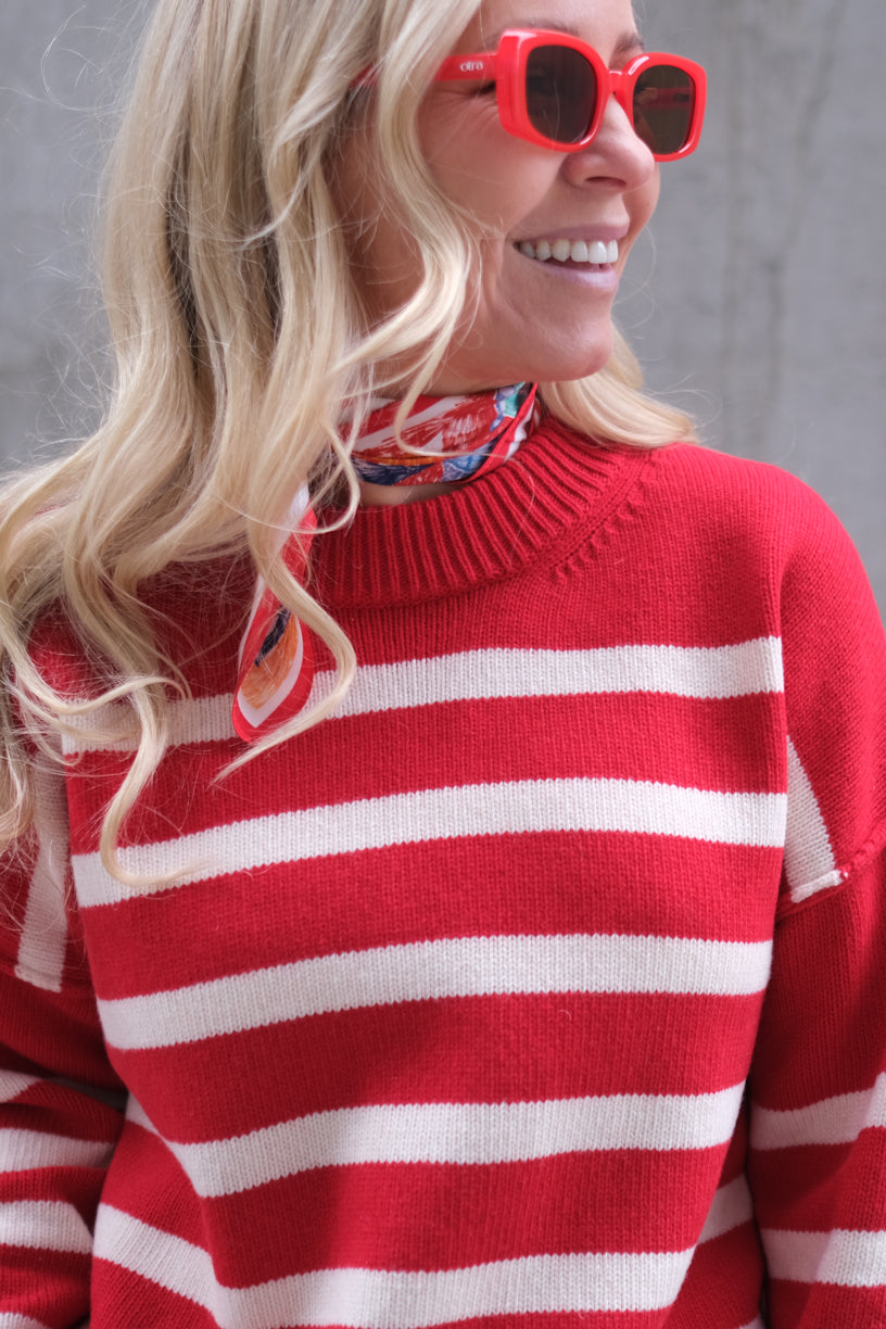 Kayne Stripe Sweater Red/Offwhite