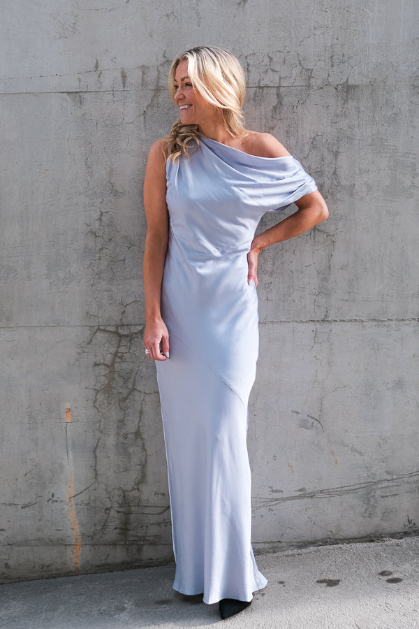 Vanessa Satin Maxi Dress Pale Blue