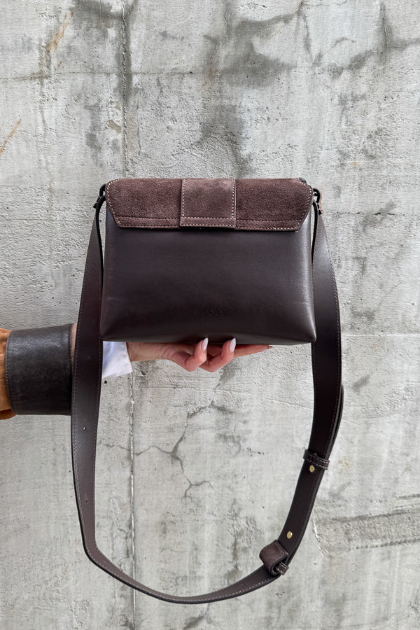 Nami Mini Umber Suede Crossbody Bag