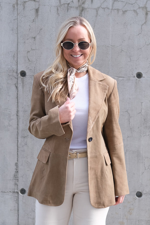 Suellen Fitted Suede Blazer Petrified Oak