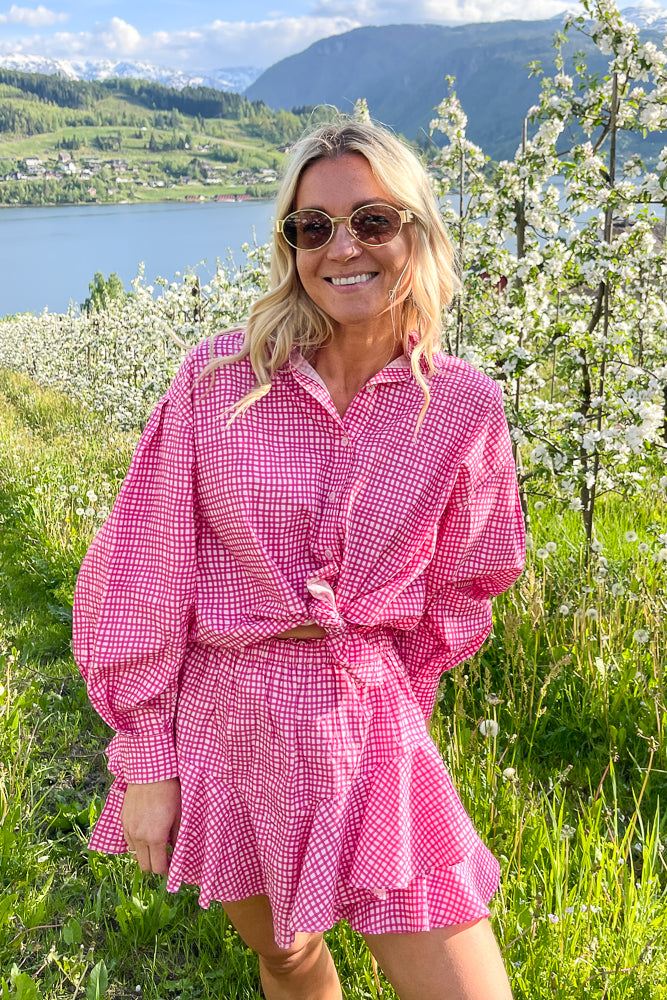 Summer Lounge Set Hot Pink Check