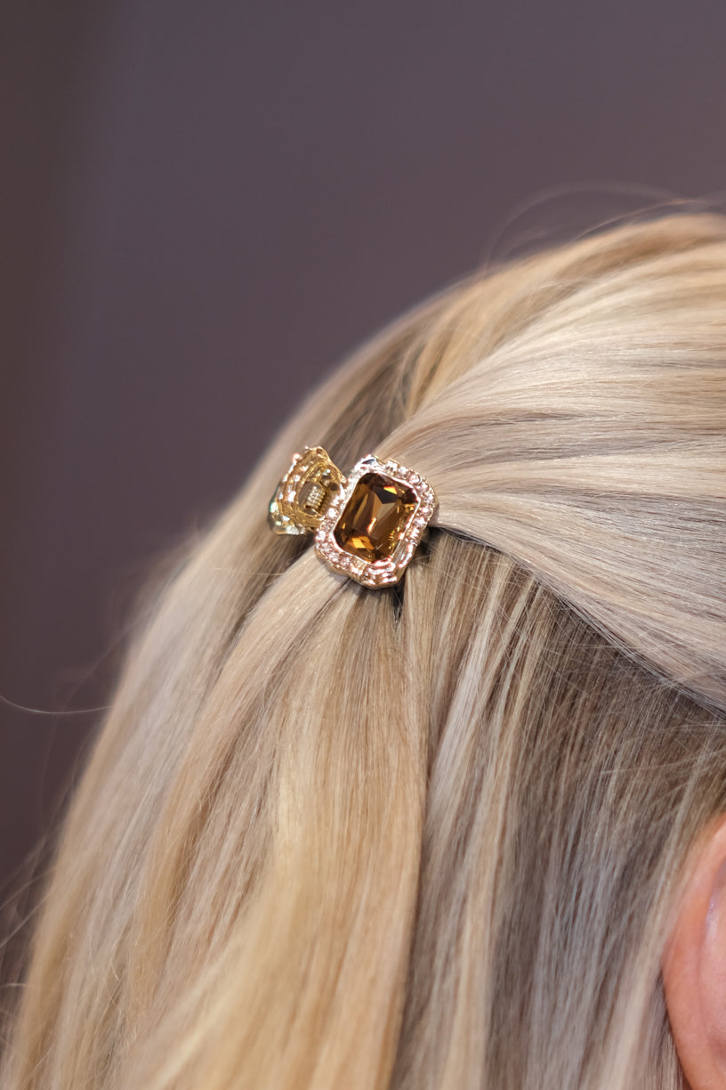 Hårklype Seraphina Crystal Firkant Stor Brun