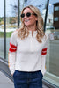 Ulmin Half Zip Jumper Birch White, Pink & Red