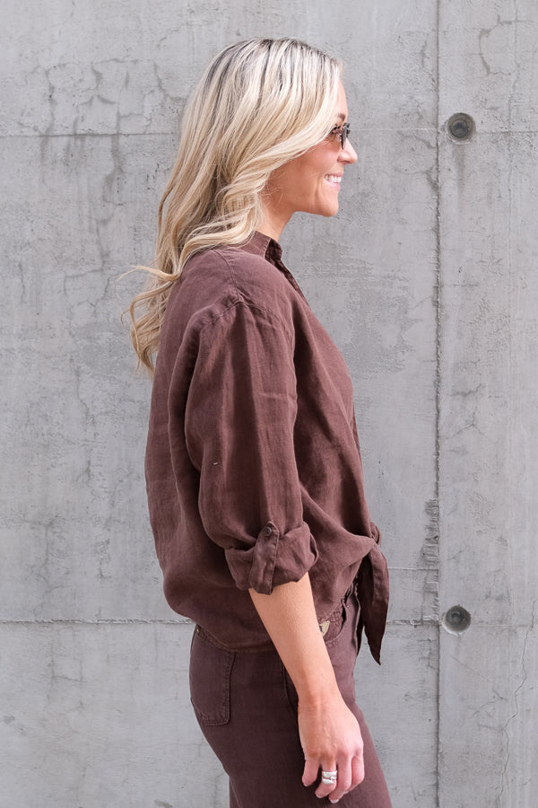 Pia Linen Shirt Chocolate Martini