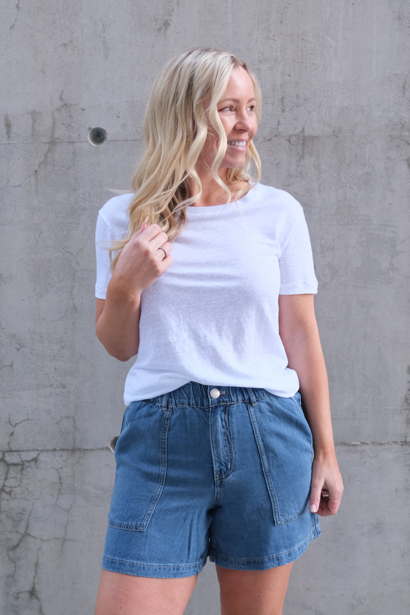 Jane Linen Tee White