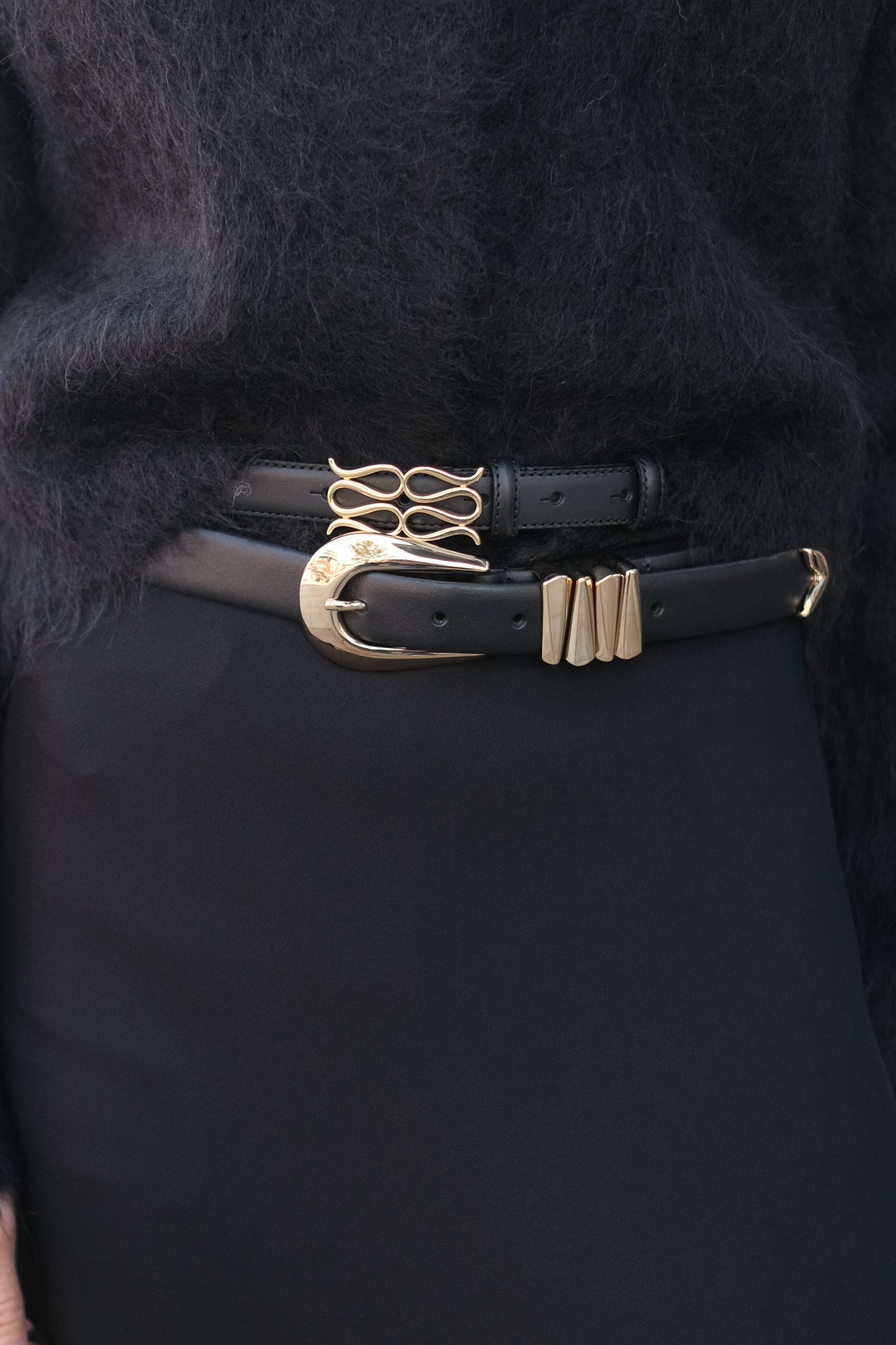 Azelia Buckle Leather Belt Black