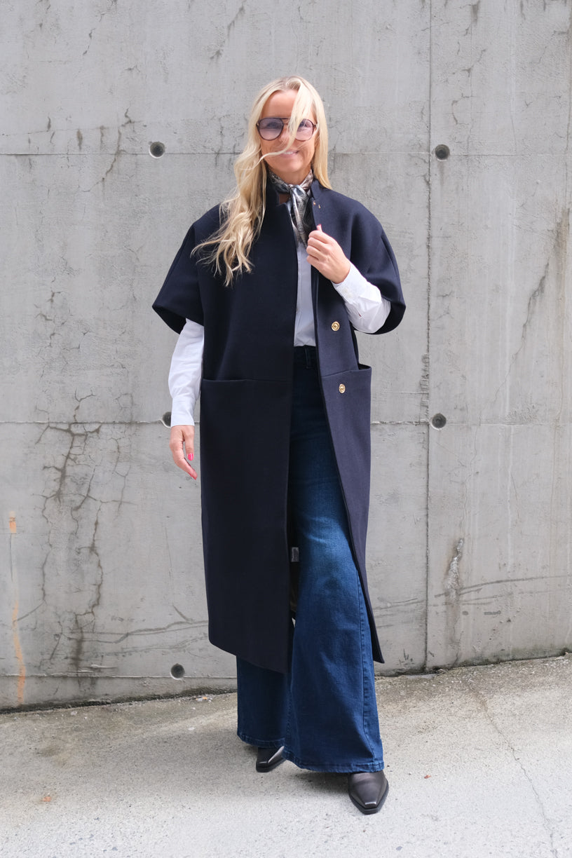 Long Mok Coat Navy