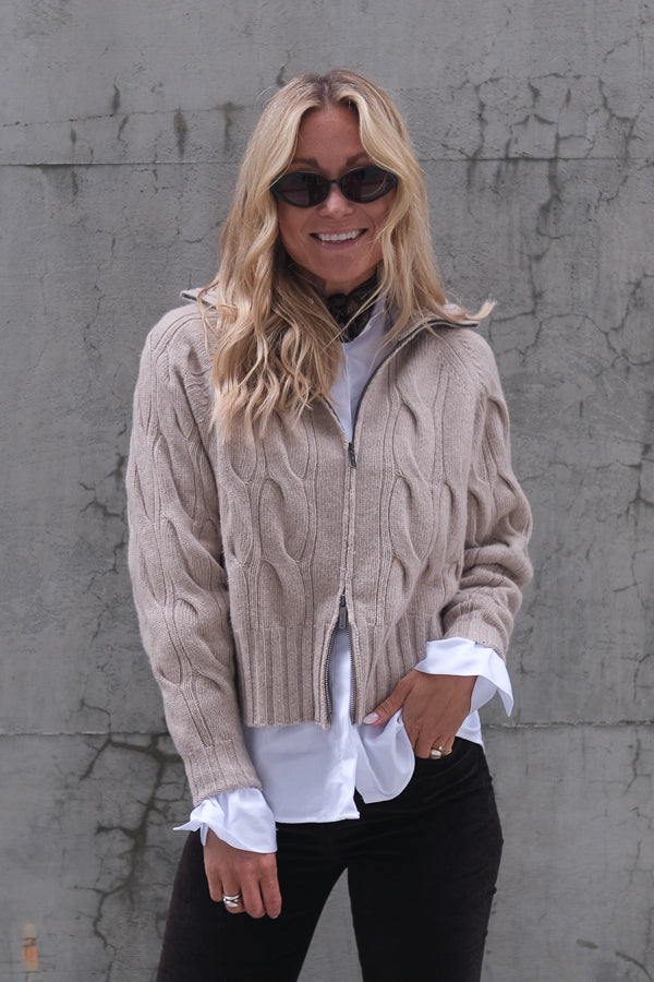 Cosima Zip Cardigan Beige Melange