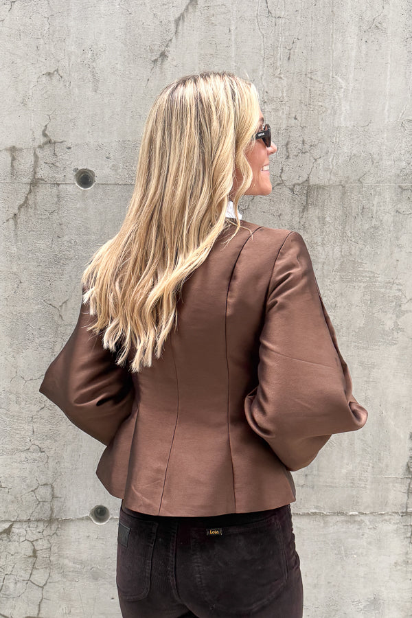 Vendela Balloon Sleeve Jacket Dark Brown