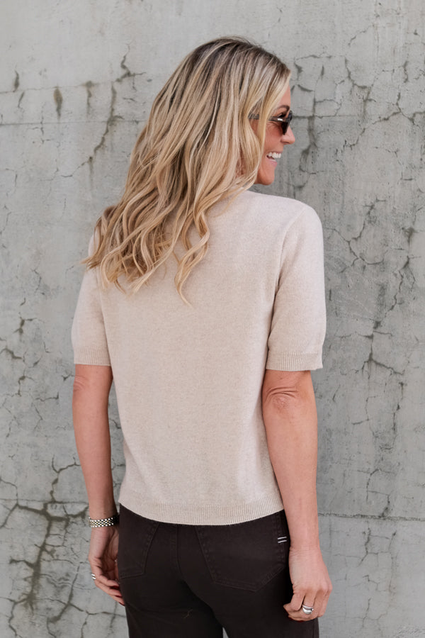 Janet Short Sleeve Knit Beige
