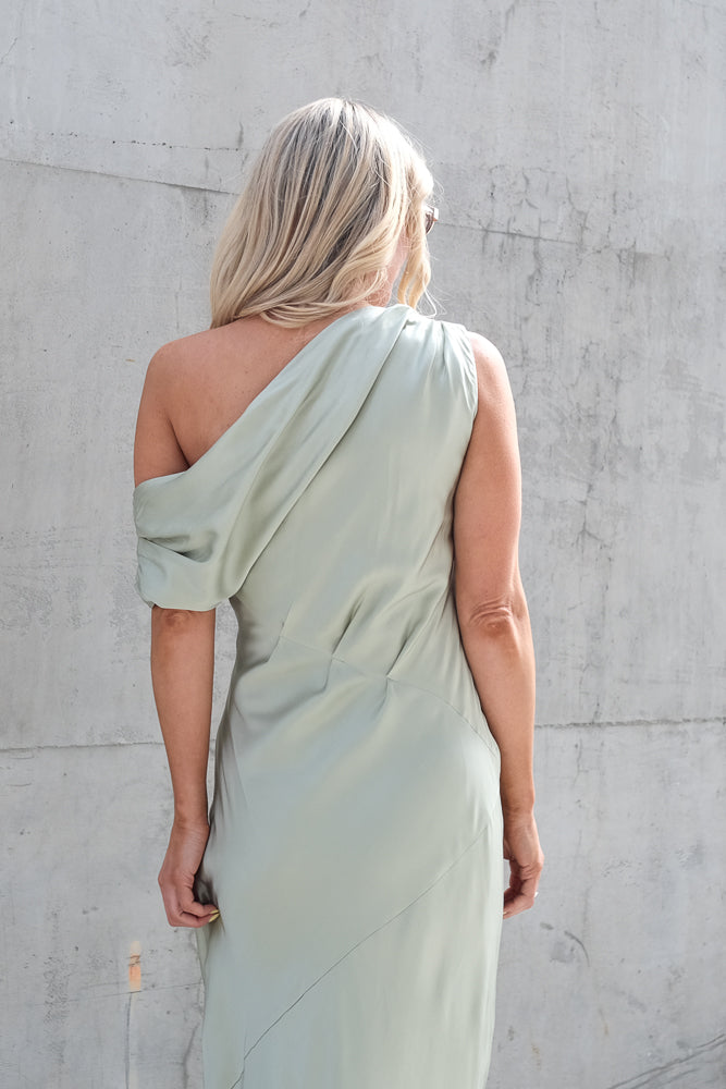 Vanessa Satin Maxi Dress Desert Sage