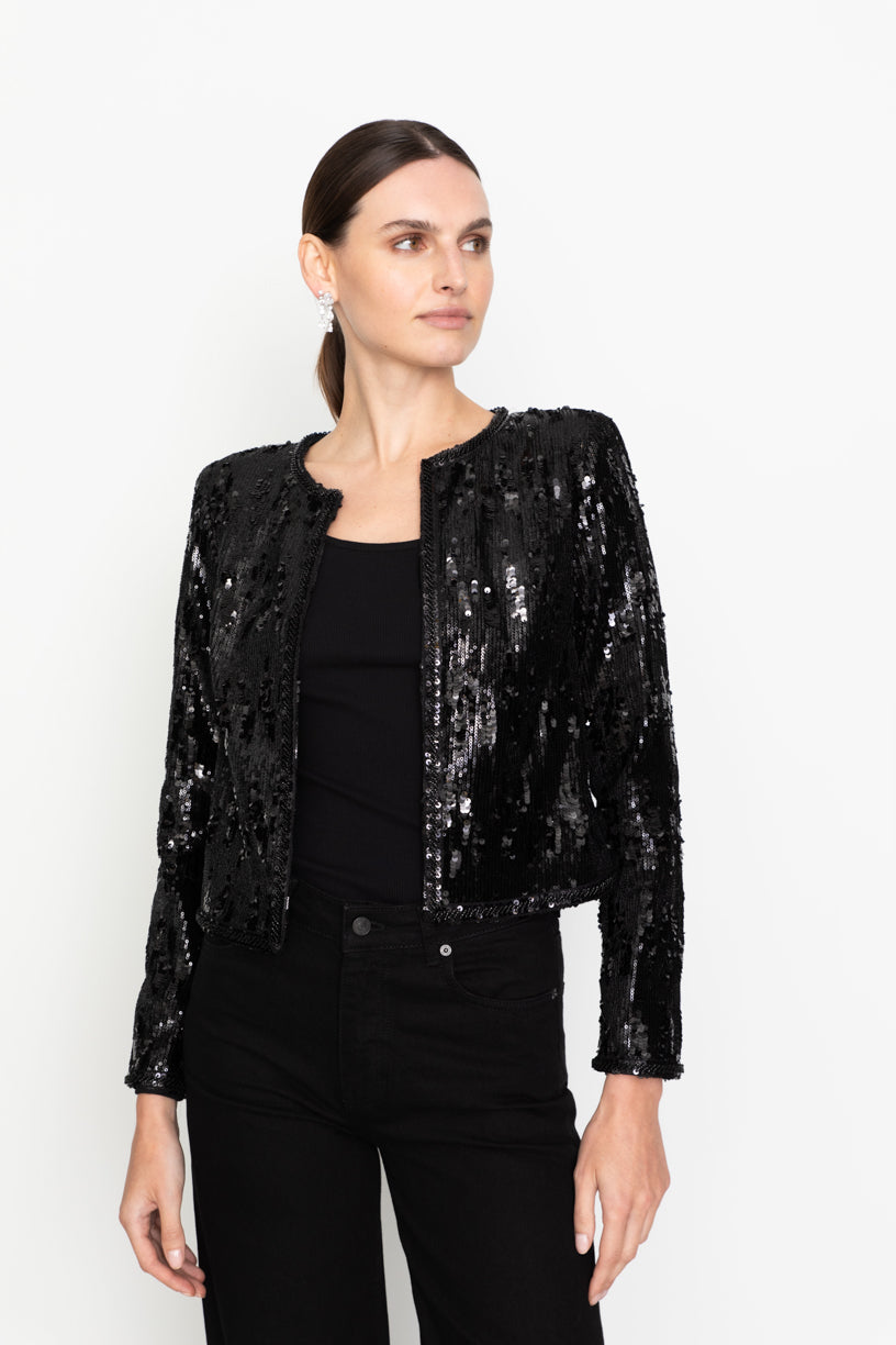 Vela Sequin Jacket Black