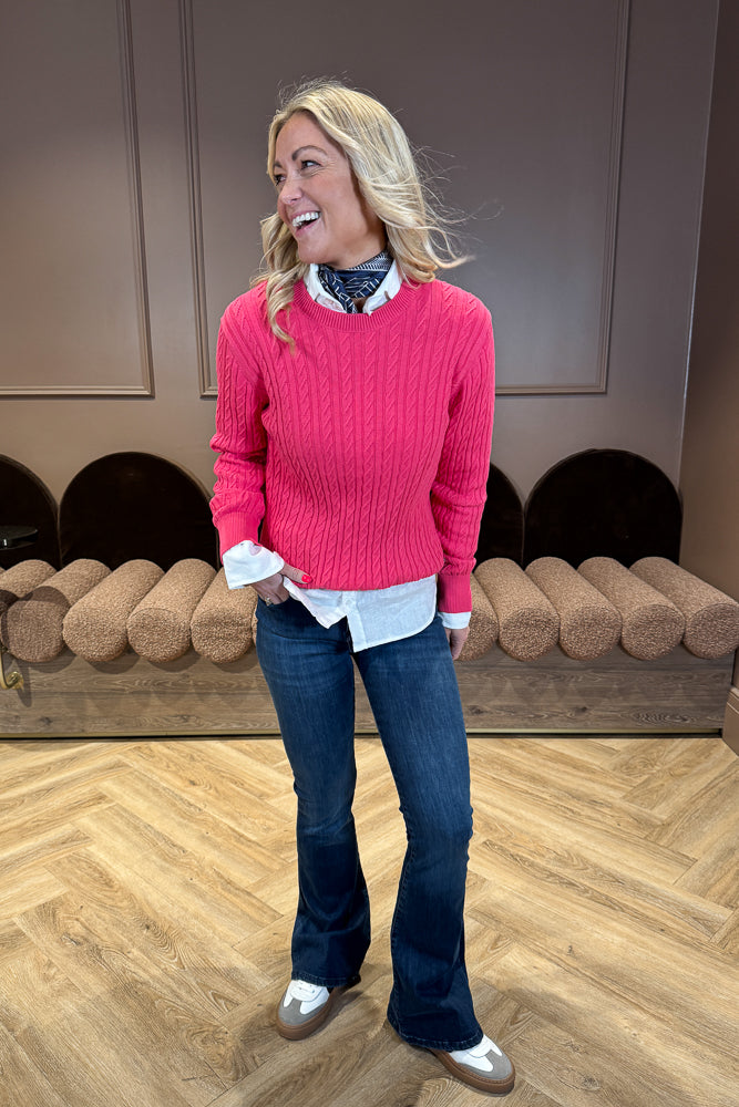 Hartland Crew Knitted Jumper Rose Pink