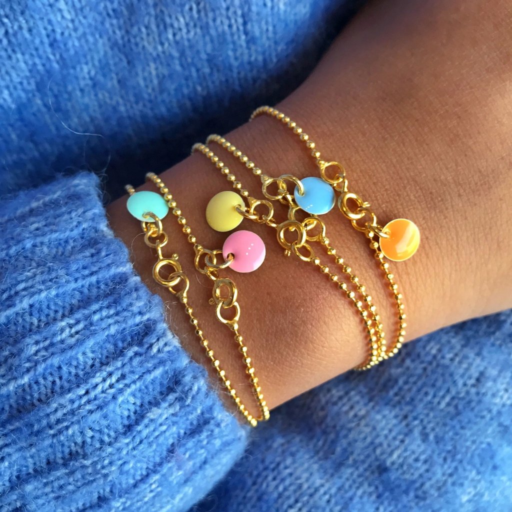 Bracelet Ball Chain Gold Petrol Green