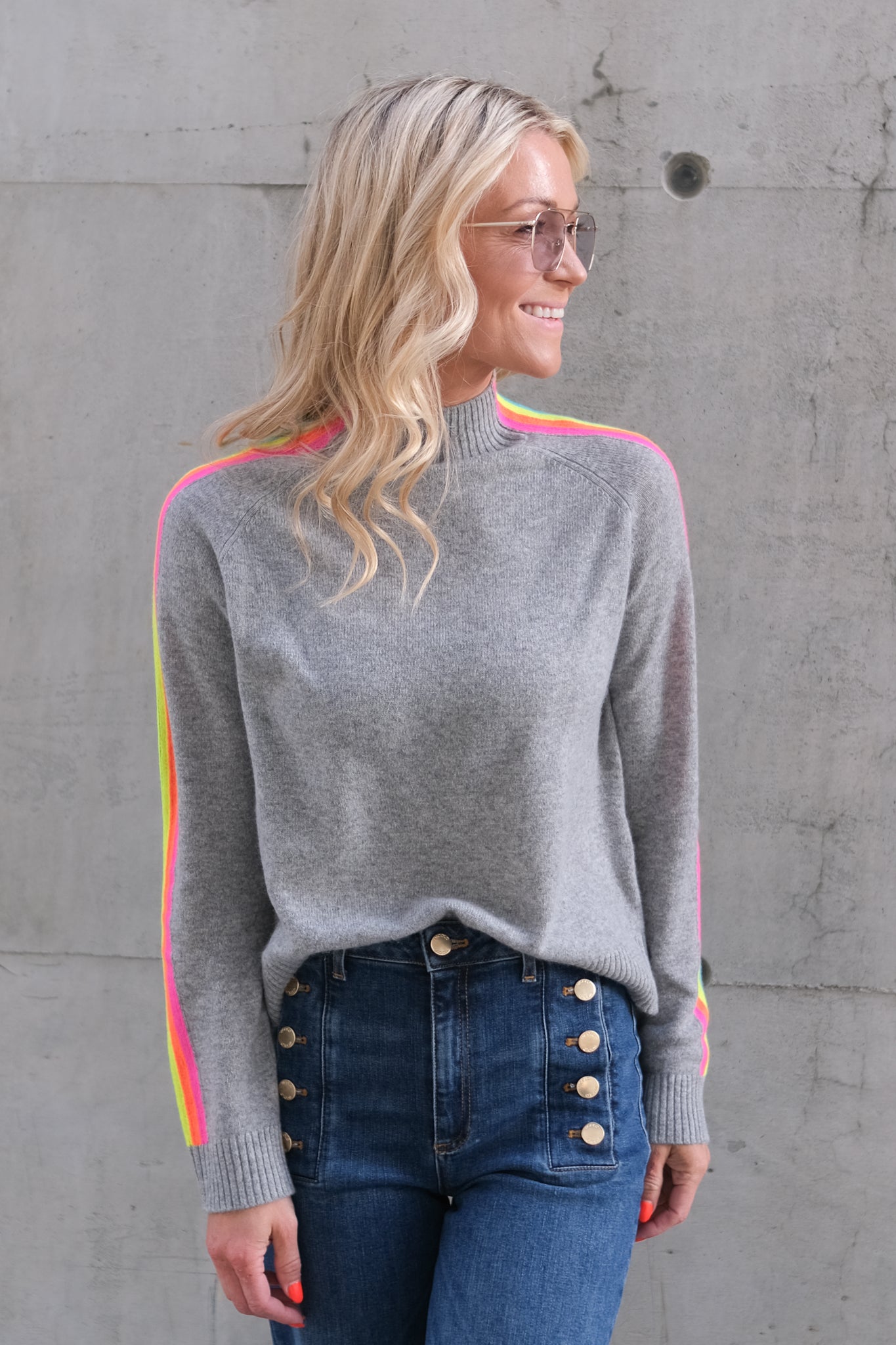 Mock Neck Sweater Gris Chine