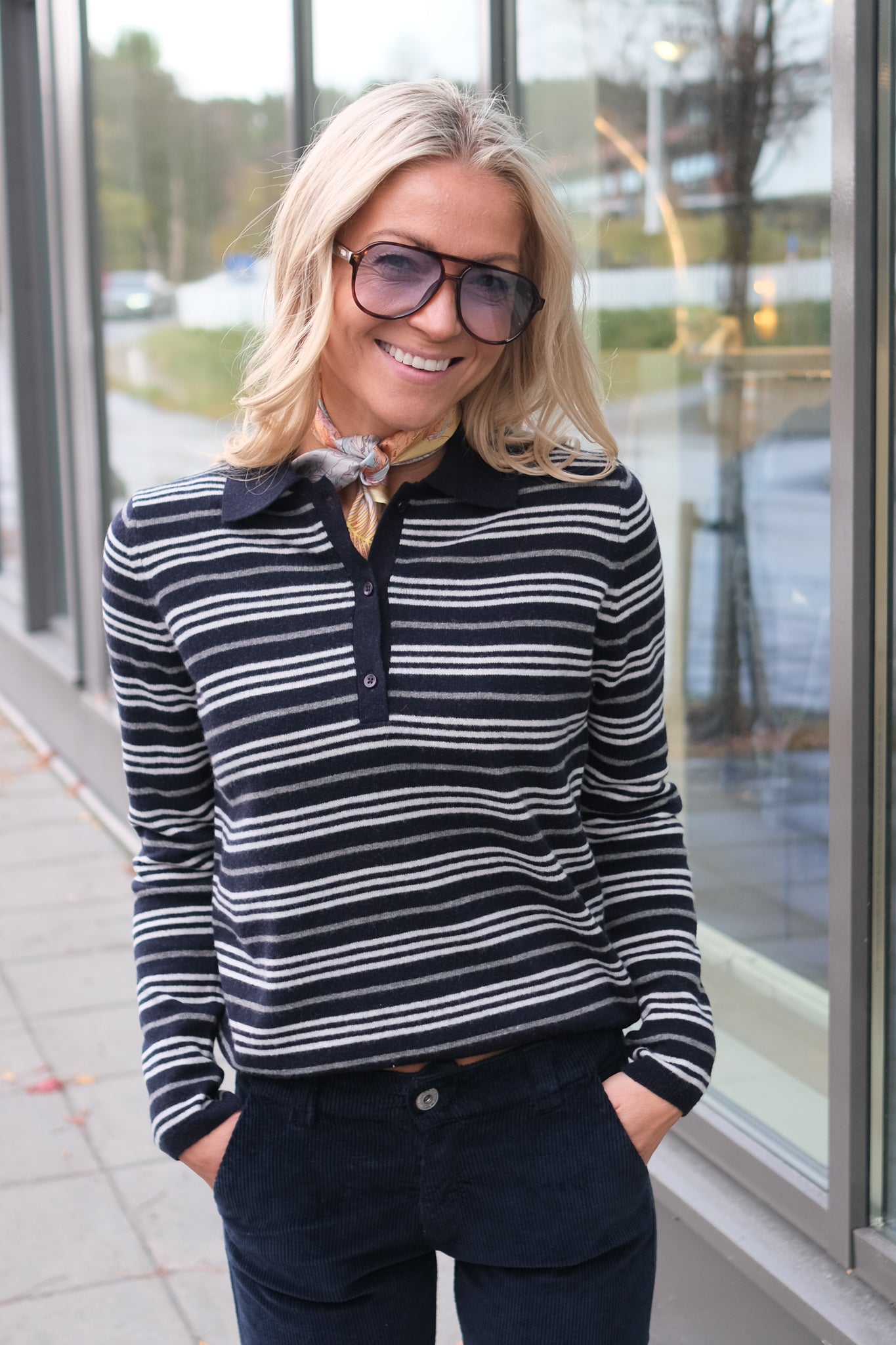 Cassie Stripe Dark Navy Multi
