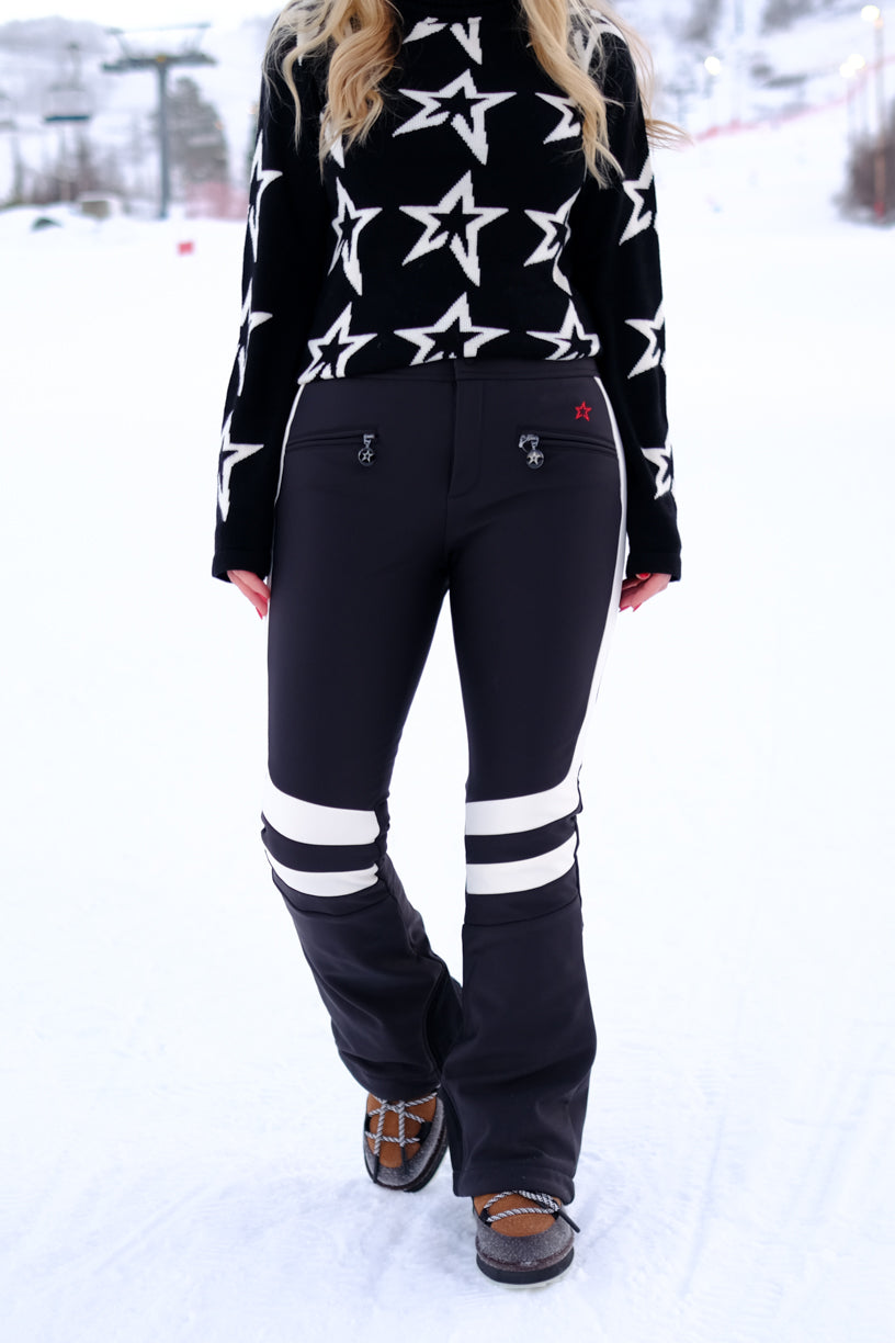 Aurora High Waist Flare Ski Pant Jet Black/Snow White