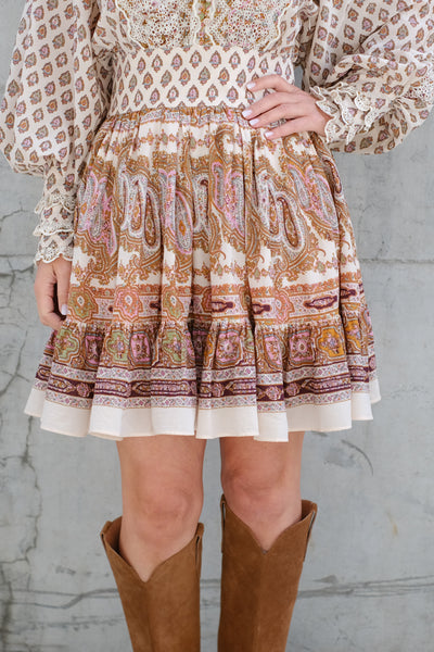 Cotton Slub Mini Dress Paisley