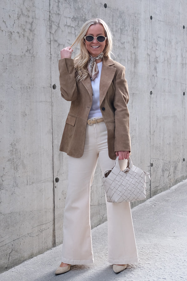 Suellen Fitted Suede Blazer Petrified Oak