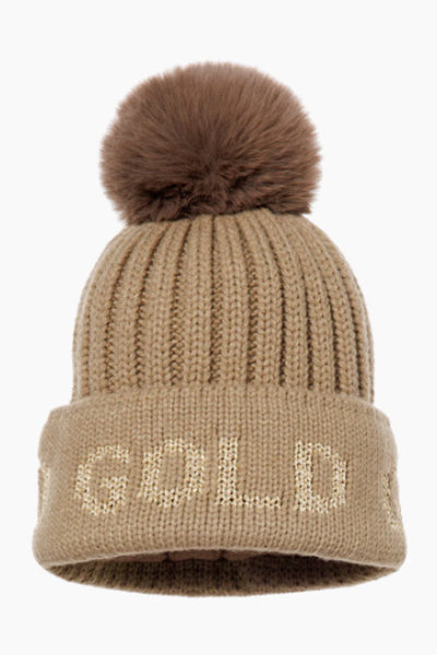 Hodd Beanie Faux Pom Marmottes