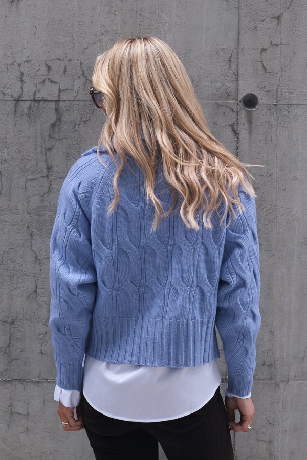 Cosima Zip Cardigan Light Blue Melange