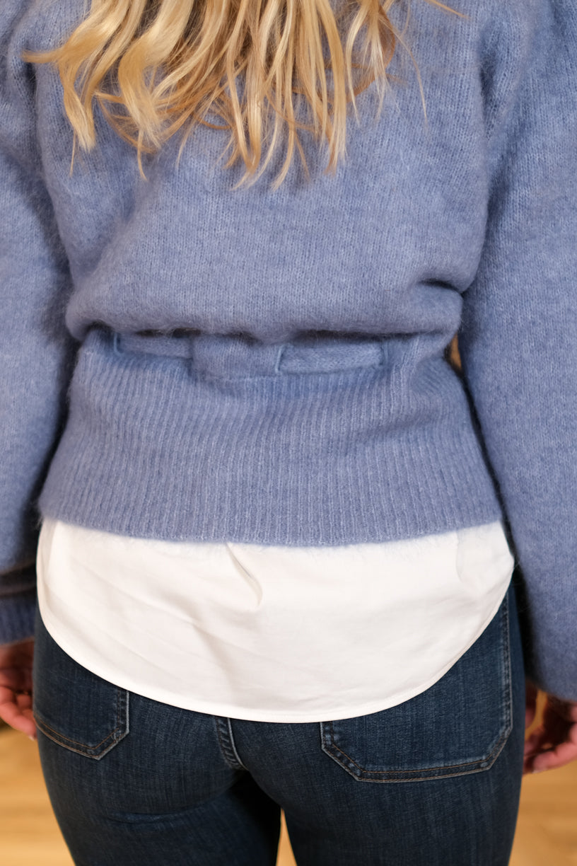 Malin Chunky Cardigan Denim Blue