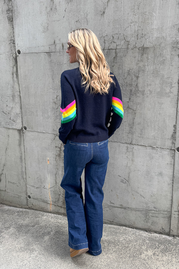 Sweater Navy Multicolour Stripes