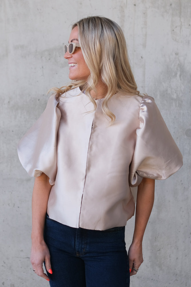 Cleo Puff Sleeve Blouse Soft Beige