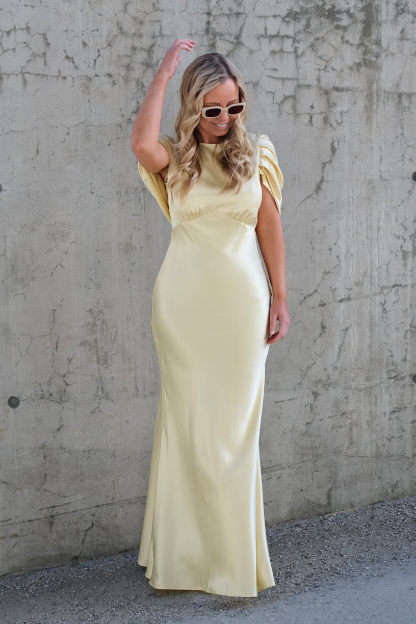 Louise Draped Back Maxi Dress Lemon