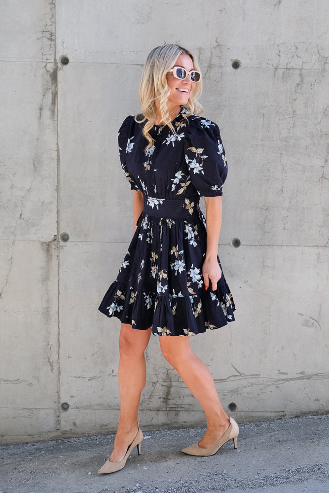 Structured Mini Dress Blue Bouquet